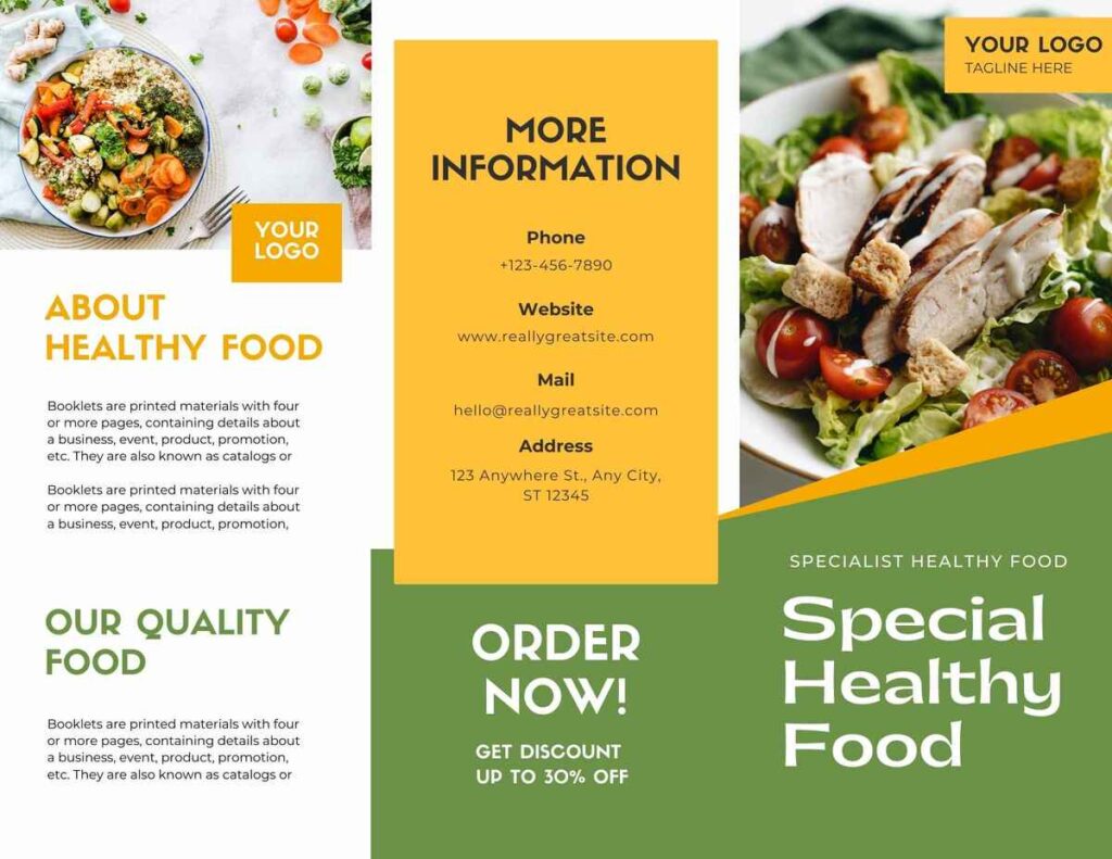 Healthy Food Restaurant Trifold Brochure