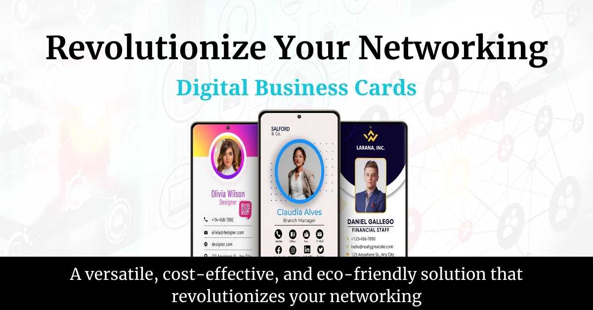 A digital business card displayed on a smartphone screen, symbolizing the innovative approach to professional networking and personal branding in the digital era.